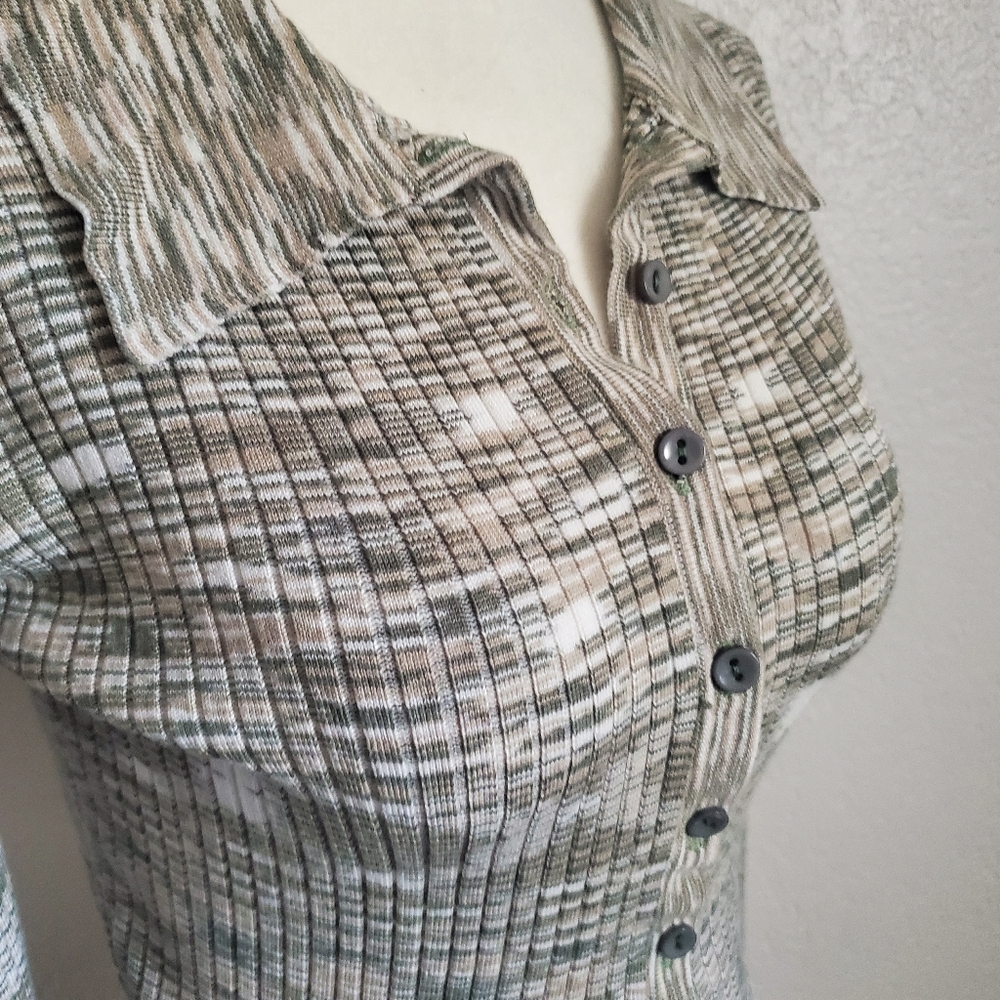 Emory Park Cropped Button Down Long Sleeve Size Medium